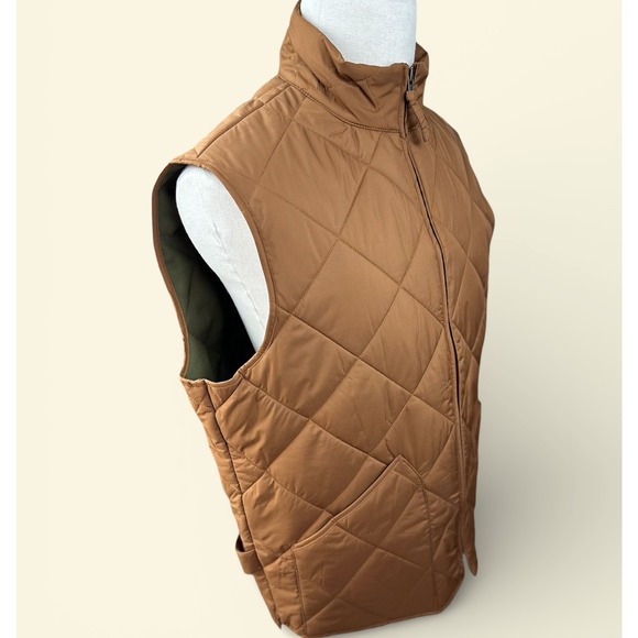 J.Crew NWT SZ LGE Sussex Quilted Vest Mens Brown Diamond Quilt Full Zip Pockets - Picture 8 of 16